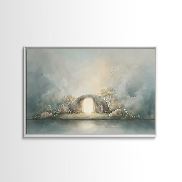 Light Of Resurrection | Framed Canvas Print | Christian Art Canvas | Easter Art | Christian Wall Art | Christian Decor | Jesus Painting | C