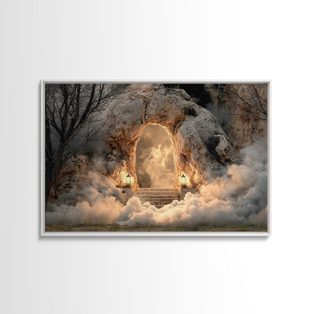 Risen Glory Path, Framed Canvas Print, Christian Art Canvas, Christian Wall Art, Easter Art, Christian Decor, Jesus Painting, Christian Gif