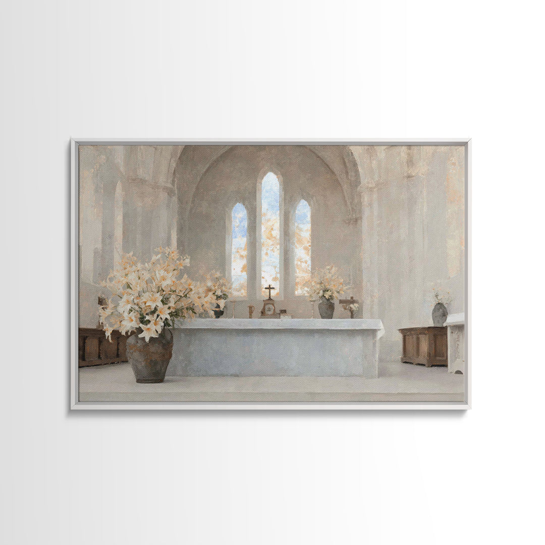 Light Of Grace Altar, Framed Canvas Print, Christian Art Canvas, Christian Wall Art, Christian Art Work, Minimalist Christian Art, Christia
