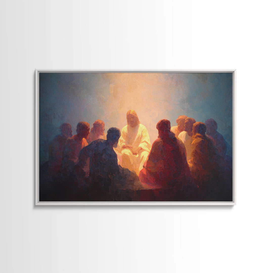 Eternal Gathering, Framed Canvas Print, Christian Art Canvas, Jesus Painting, Christian Wall Art, Christmas Art Prints, Modern Christian Ar