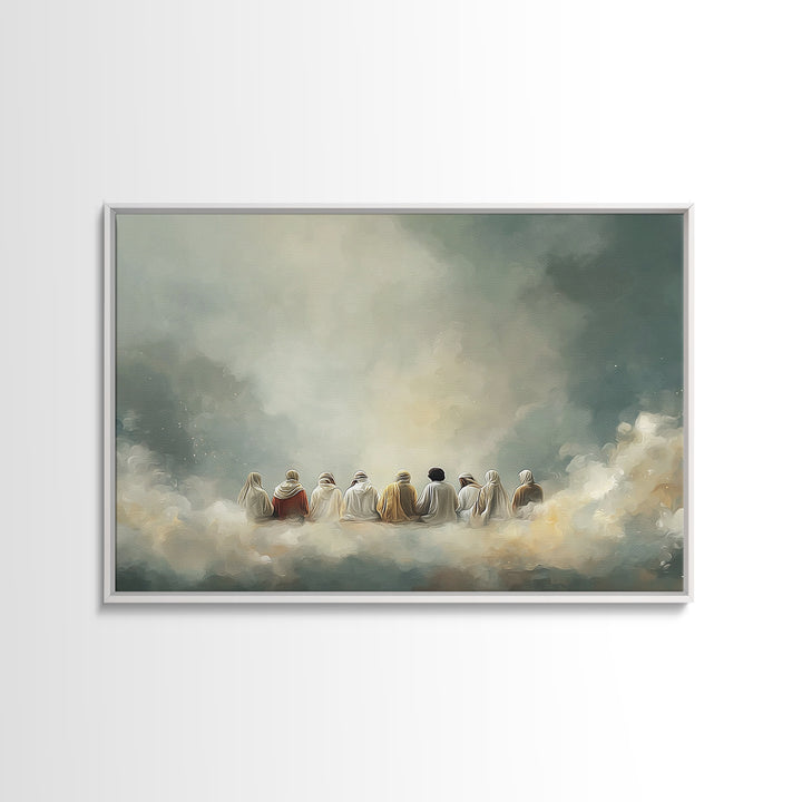 Cloudside Fellowship, Framed Canvas Print, Christian Art Print, Jesus Painting, Christian Wall Art, Large Christian Painting, Christmas Art