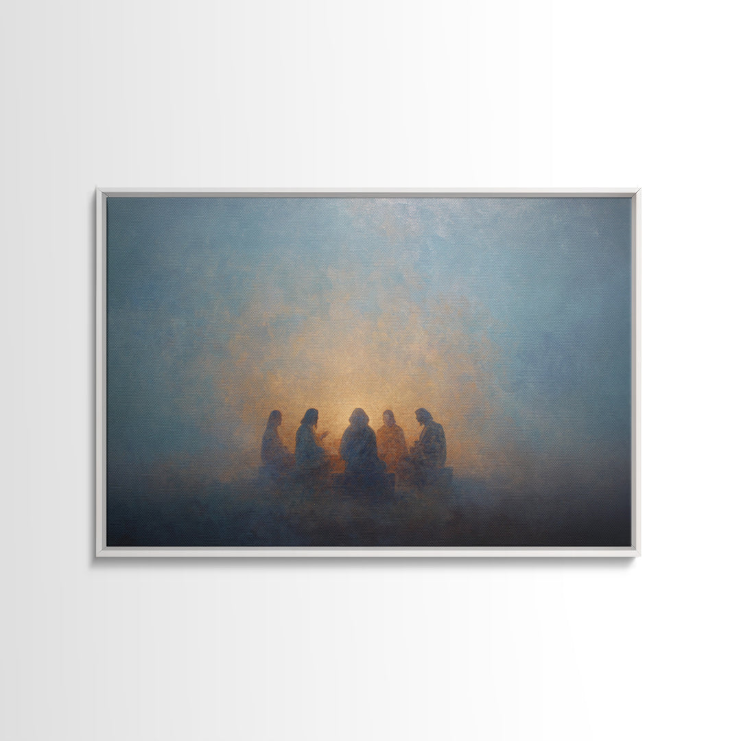 Sacred Assembly - Framed Canvas Print - Christian Art Canvas - Jesus Painting - Christian Wall Art - Moody Christian Art - Christmas Art Pr