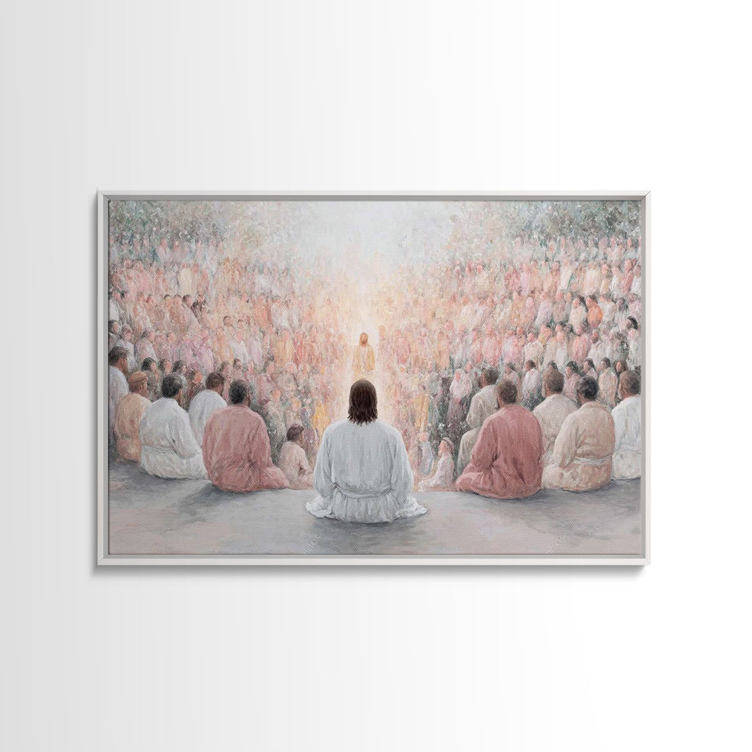 Radiant Discourse, Framed Canvas Print, Christian Wall Art, Jesus Painting, Christian Art Canvas, Modern Christian Painting, Christian Deco