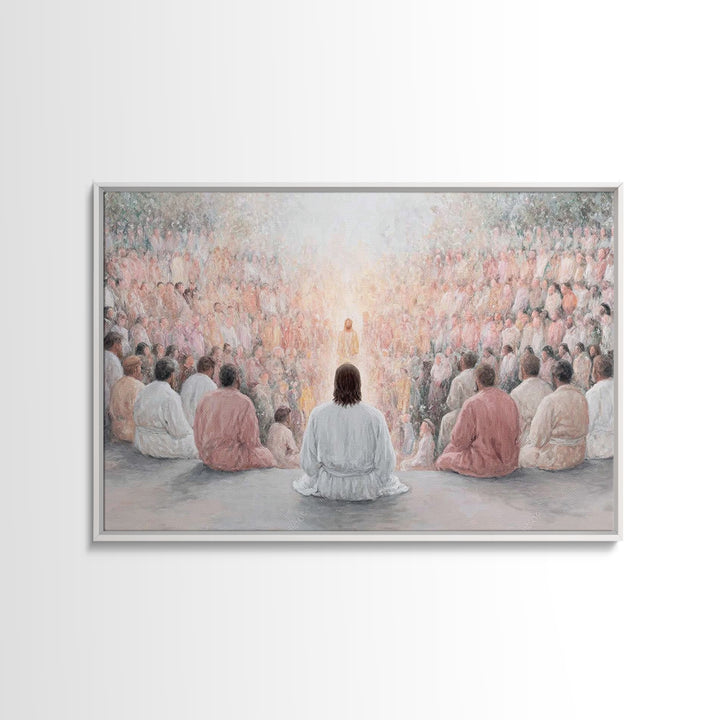 Radiant Discourse, Framed Canvas Print, Christian Wall Art, Jesus Painting, Christian Art Canvas, Modern Christian Painting, Christian Deco