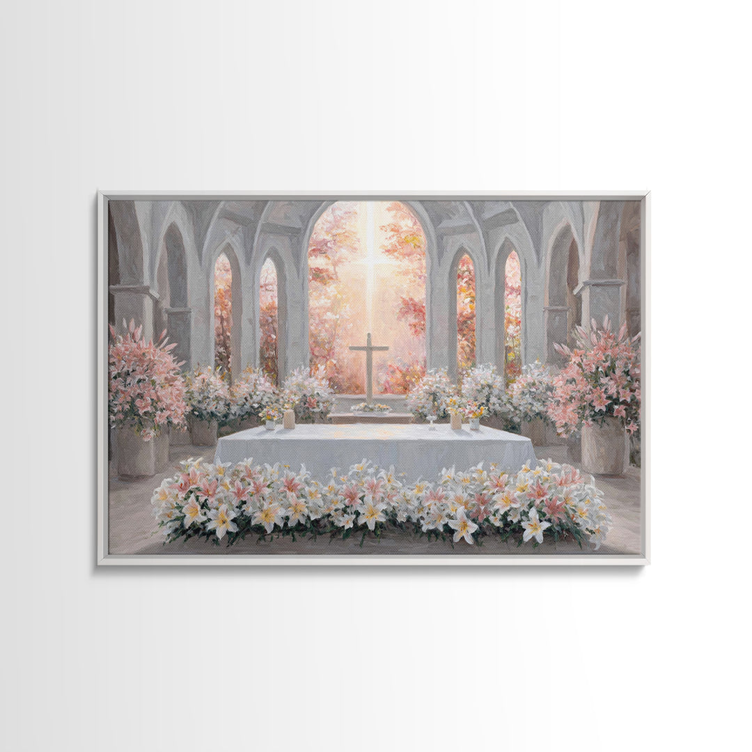 Blooming Chapel Peace – Framed Canvas Print – Christian Wall Art – Christian Christmas Art – Christian Art Canvas – Modern Christian Painti