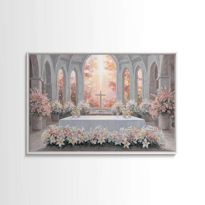 Blooming Chapel Peace – Framed Canvas Print – Christian Wall Art – Christian Christmas Art – Christian Art Canvas – Modern Christian Painti