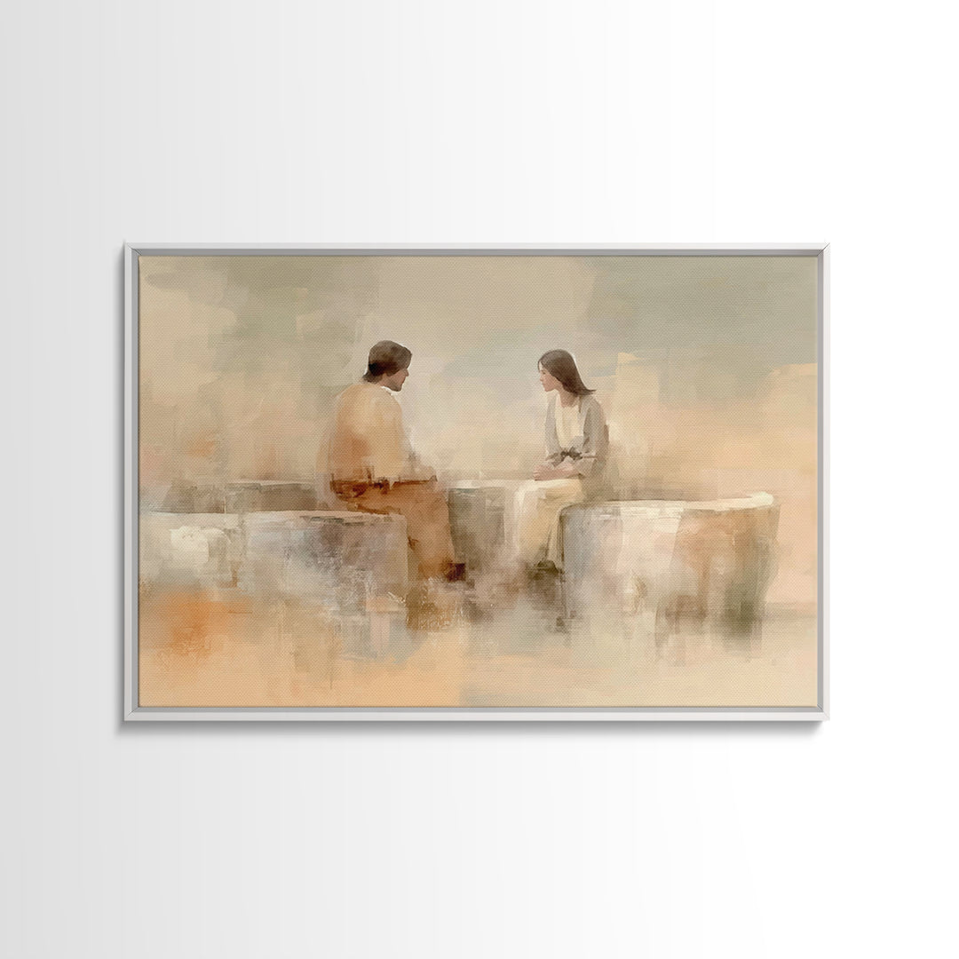 Living Water Grace – Framed Canvas Print – Christian Wall Art – Jesus Painting – Christian Art Canvas – Minimalist Christian Art – Christia