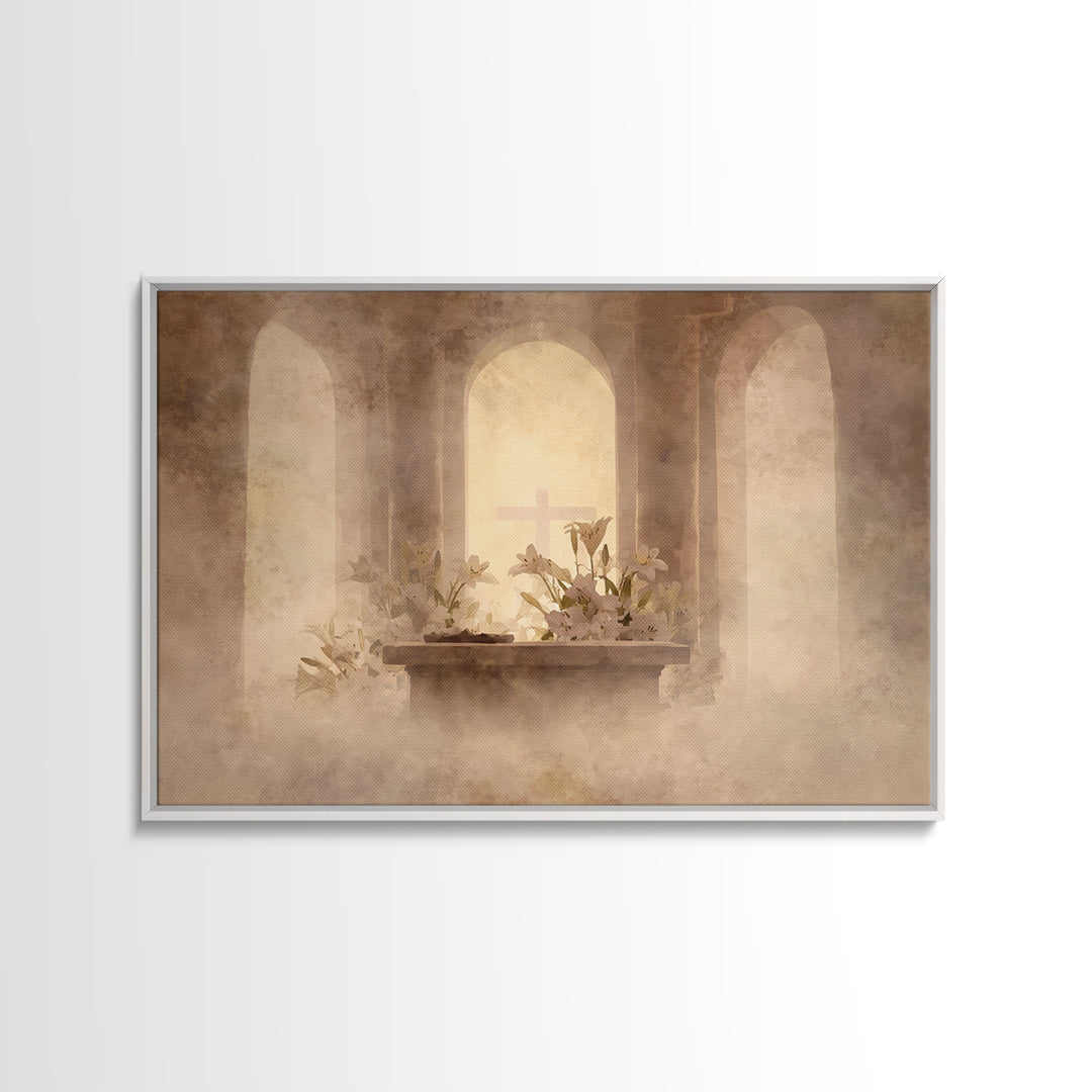 Hushed Chapel Reverence | Framed Canvas Print | Christian Wall Art | Subtle Christian Art | Christian Art Print | Christian Decor For Home