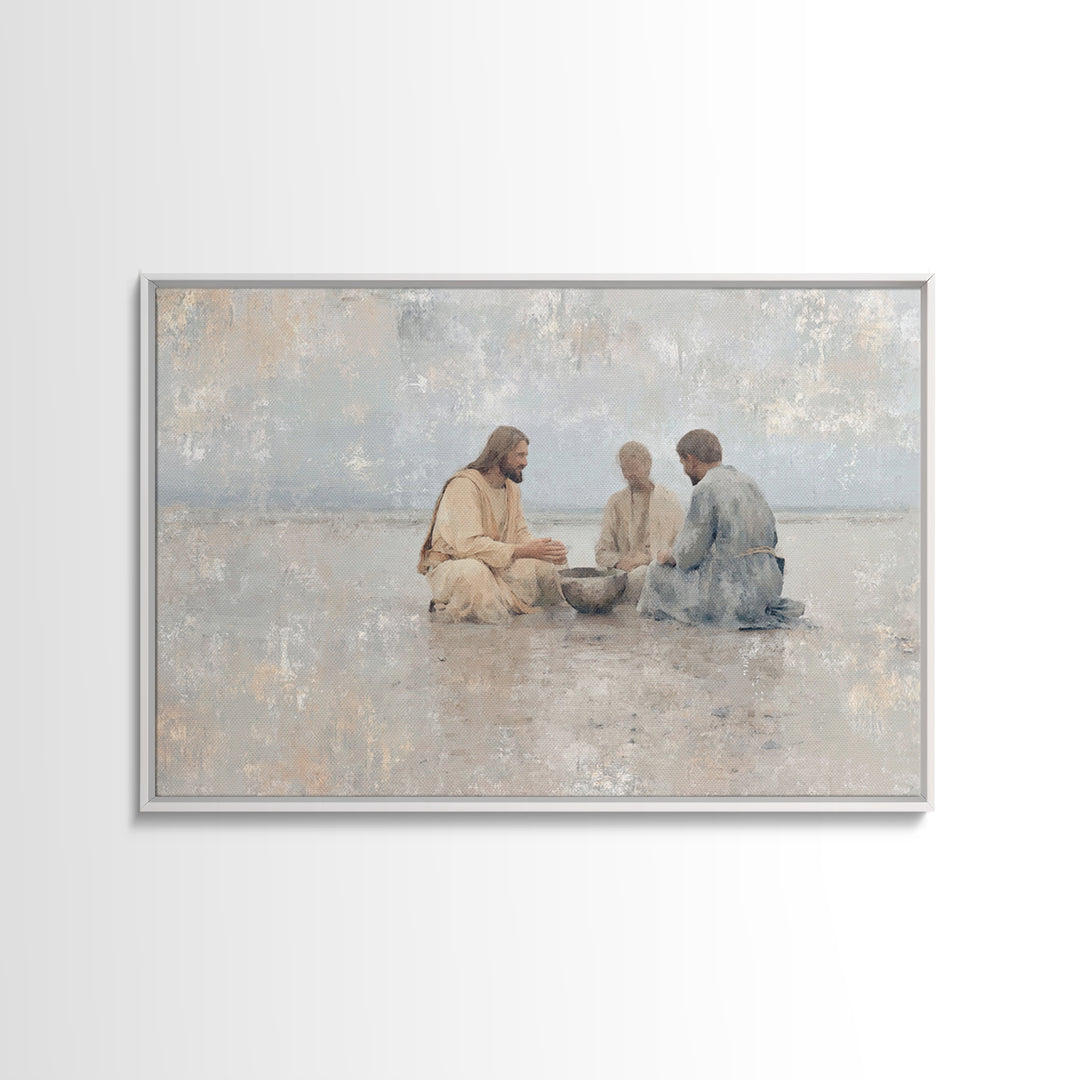 Table Of Peace – Framed Canvas Print – Christian Wall Art – Jesus Painting – Christian Art Print – Moody Christmas Art – Christian Christma