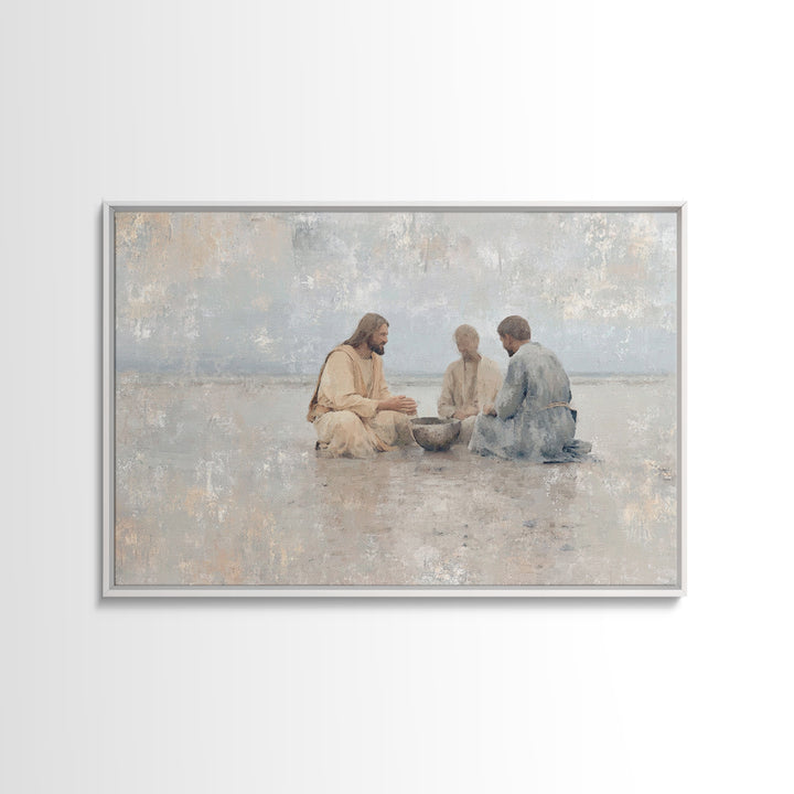 Table Of Peace – Framed Canvas Print – Christian Wall Art – Jesus Painting – Christian Art Print – Moody Christmas Art – Christian Christma