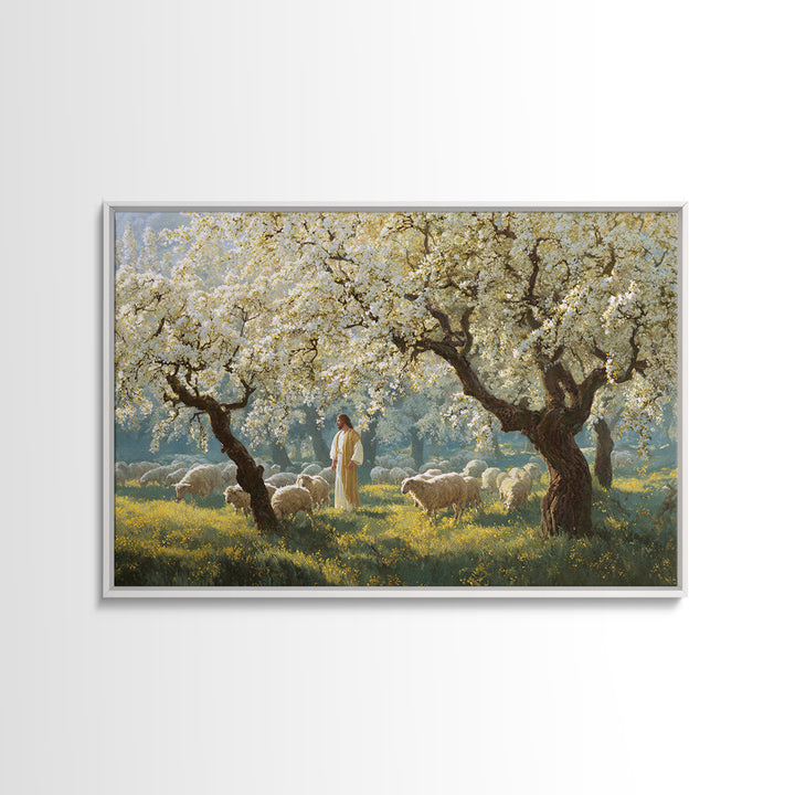 Shepherd’s Calm – Framed Canvas Print – Christian Christmas Art – Christian Wall Art – Jesus Painting – Christian Art Canvas – Christmas TV