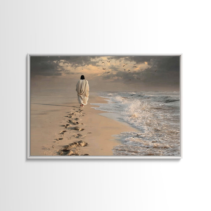 Waves Of Promise | Framed Canvas Print | Jesus Painting | Christian Wall Art | Christian Art Canvas | Large Christian Painting | Christian