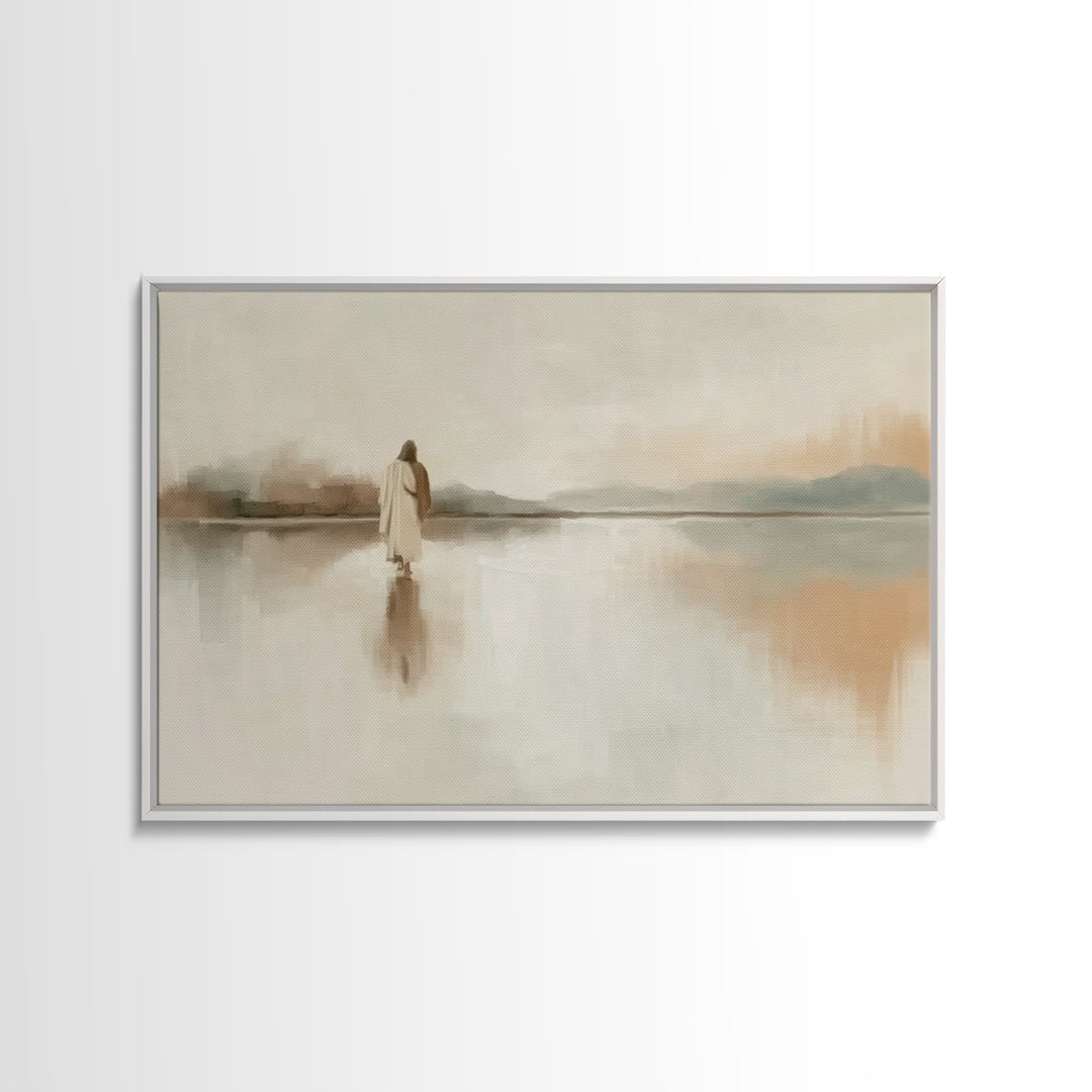 Quiet Lands Promise, Framed Canvas Print, Christian Art Work, Christian Wall Art, Jesus Painting, Minimalist Christian Art, Christian Gift