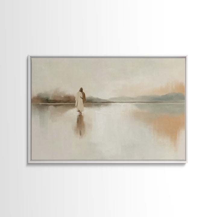 Quiet Lands Promise, Framed Canvas Print, Christian Art Work, Christian Wall Art, Jesus Painting, Minimalist Christian Art, Christian Gift