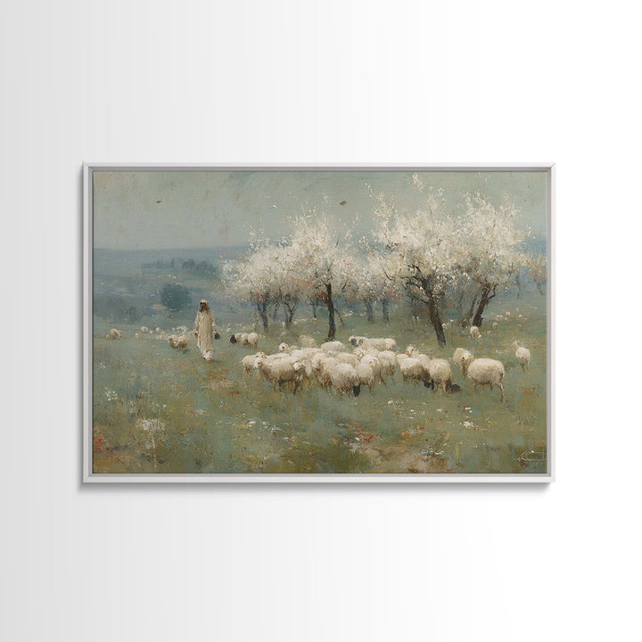 Radiant Shepherd Walk – Framed Canvas Print – Christian Art Canvas – Jesus Painting – Christian Wall Art – Christian Gift Ideas – Modern Ch
