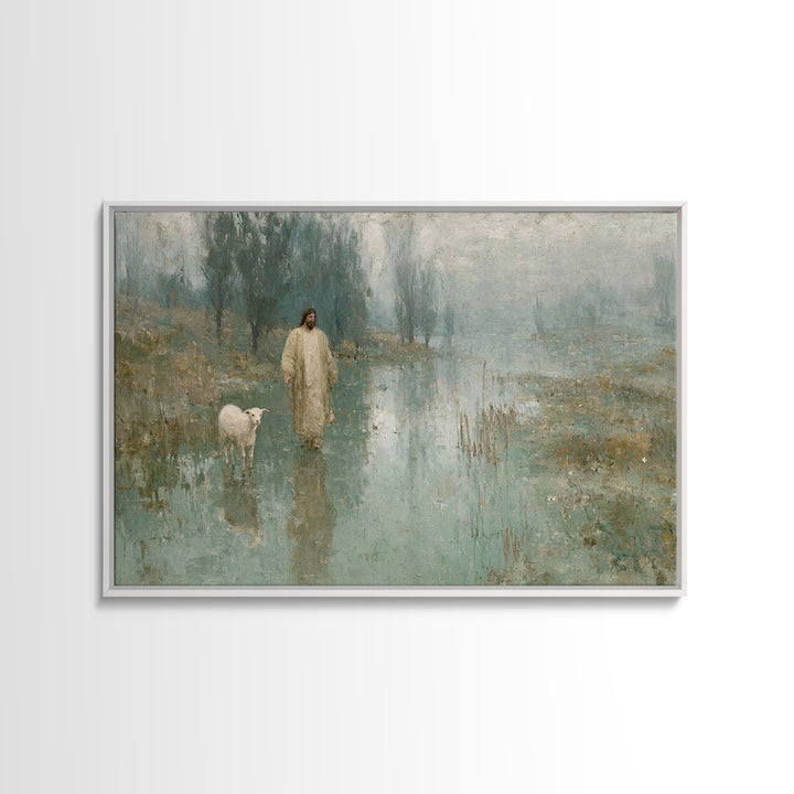 Quiet Meadow Light | Framed Canvas Print | Christian Art Canvas | Jesus Painting | Moody Christian Art | Christian Wall Art