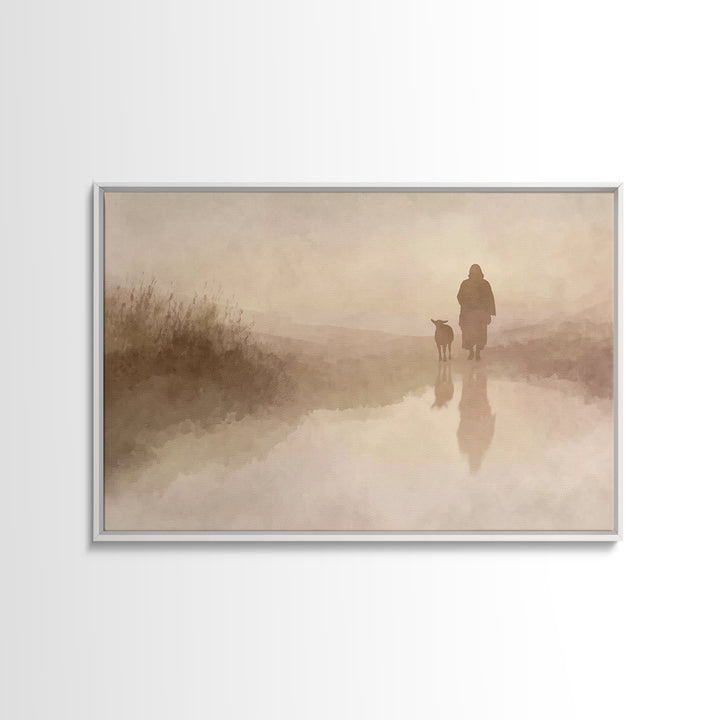 Calm Horizon Grace | Framed Canvas Print | Christian Wall Art | Christian Art Canvas | Minimalist Christian Art | Jesus Painting