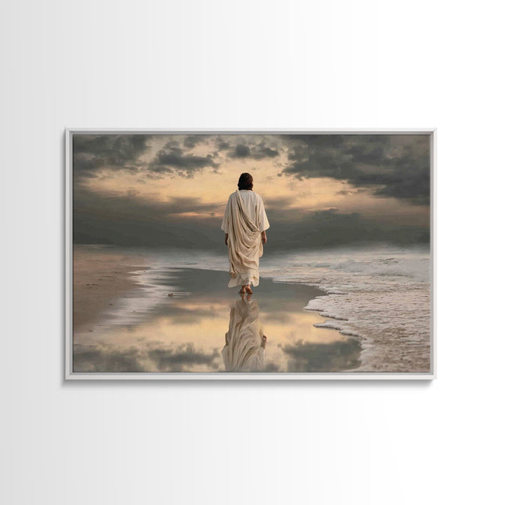 Shorelight Promise, Framed Canvas Print, Jesus Painting, Christian Wall Art, Large Christian Painting, Christian Art Canvas, Minimalist Chr