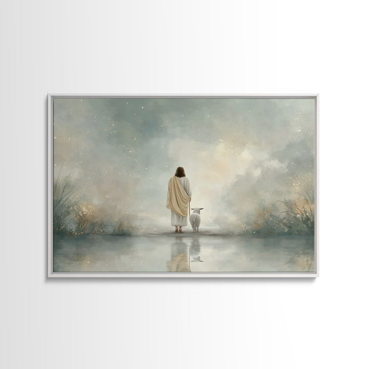 Heaven’s Gentle Shore – Framed Canvas Print – Christian Wall Art – Jesus Painting – Christian Art Canvas – Subtle Christian Art