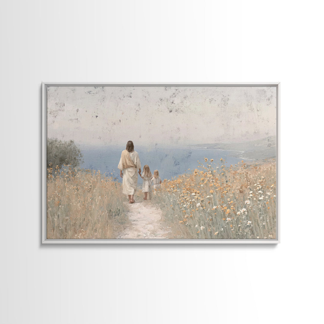 Path Of Grace, Framed Canvas Print, Christian Wall Art, Christian Art Canvas, Jesus Painting, Minimalist Christian Art