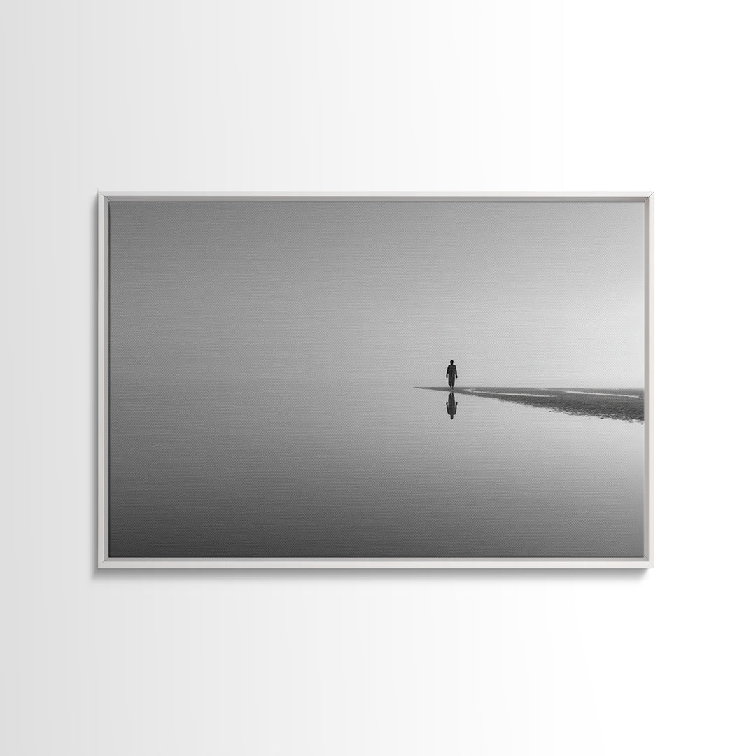 Silent Horizon, Framed Canvas Print, Christian Wall Art, Minimalist Christian Art, Jesus Painting, Christian Art Canvas, Subtle Christian A