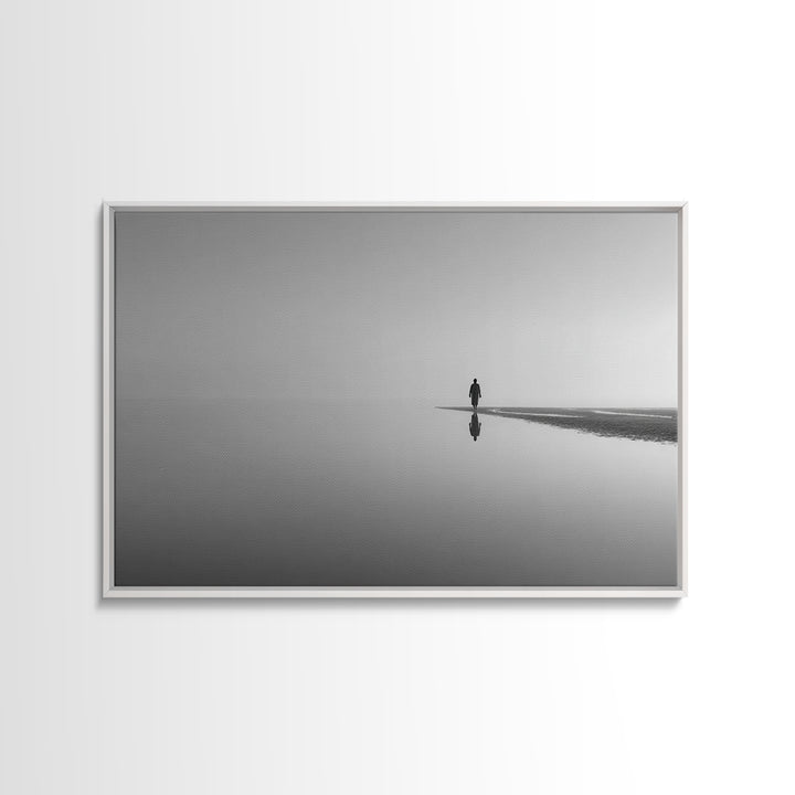 Silent Horizon, Framed Canvas Print, Christian Wall Art, Minimalist Christian Art, Jesus Painting, Christian Art Canvas, Subtle Christian A