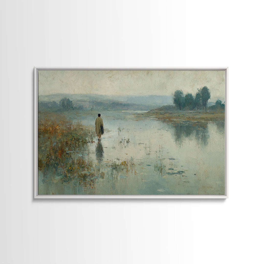 Heavenly Stillness | Framed Canvas Print | Jesus Painting | Christian Wall Art | Christian Art Canvas | White Christmas Art | Christian Chr