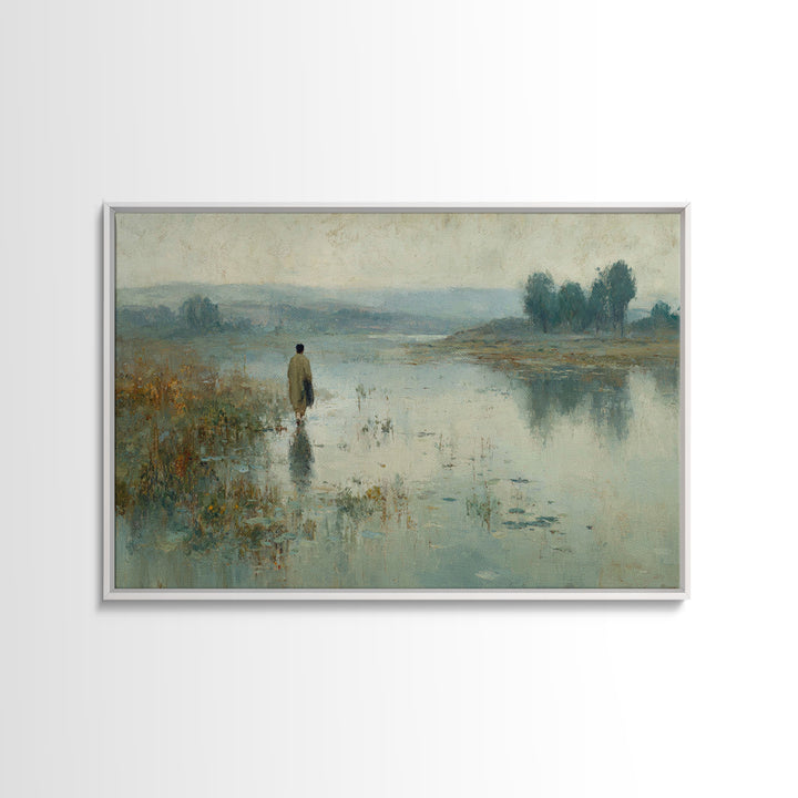 Heavenly Stillness | Framed Canvas Print | Jesus Painting | Christian Wall Art | Christian Art Canvas | White Christmas Art | Christian Chr