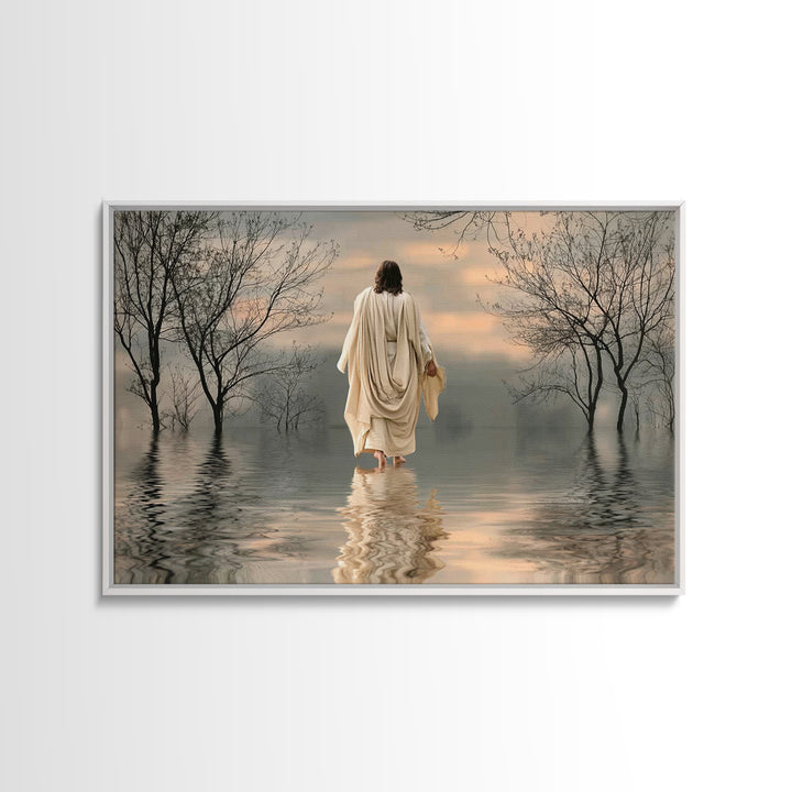 Evening Shepherd Light | Framed Canvas Print | Christian Wall Art | Jesus Painting | Christian Art Canvas | Moody Christian Art | Christian