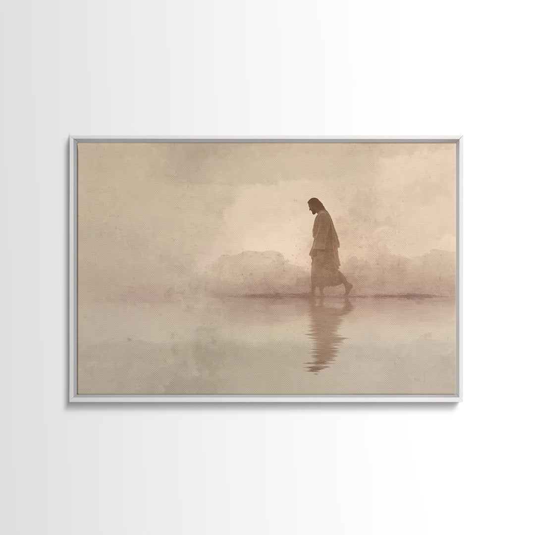 Desert Footsteps – Framed Canvas Print – Christian Art Canvas – Jesus Painting – Minimalist Christian Art – Christian Wall Art – Christian
