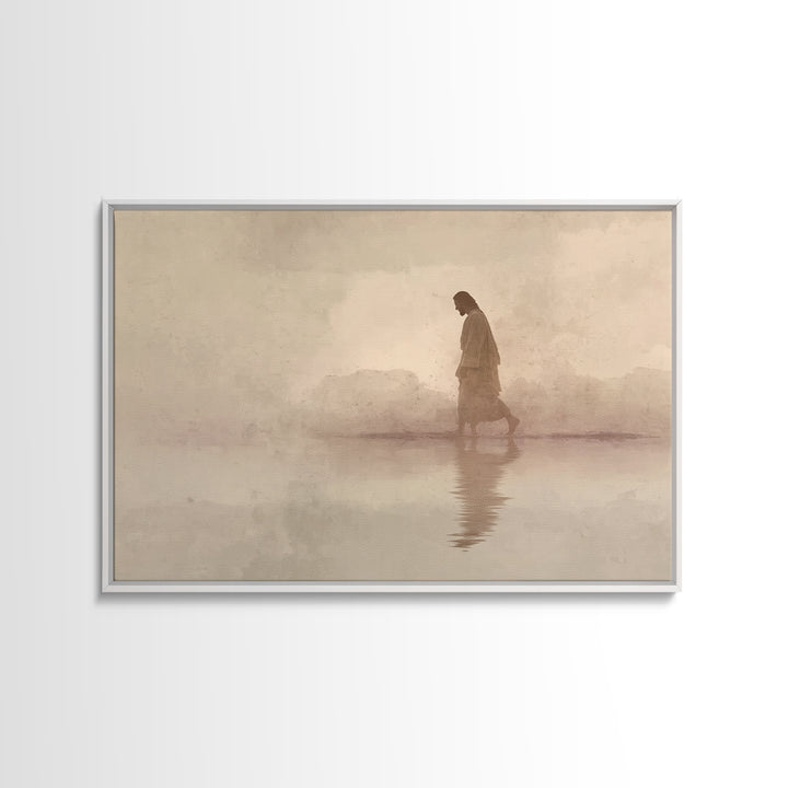 Desert Footsteps – Framed Canvas Print – Christian Art Canvas – Jesus Painting – Minimalist Christian Art – Christian Wall Art – Christian