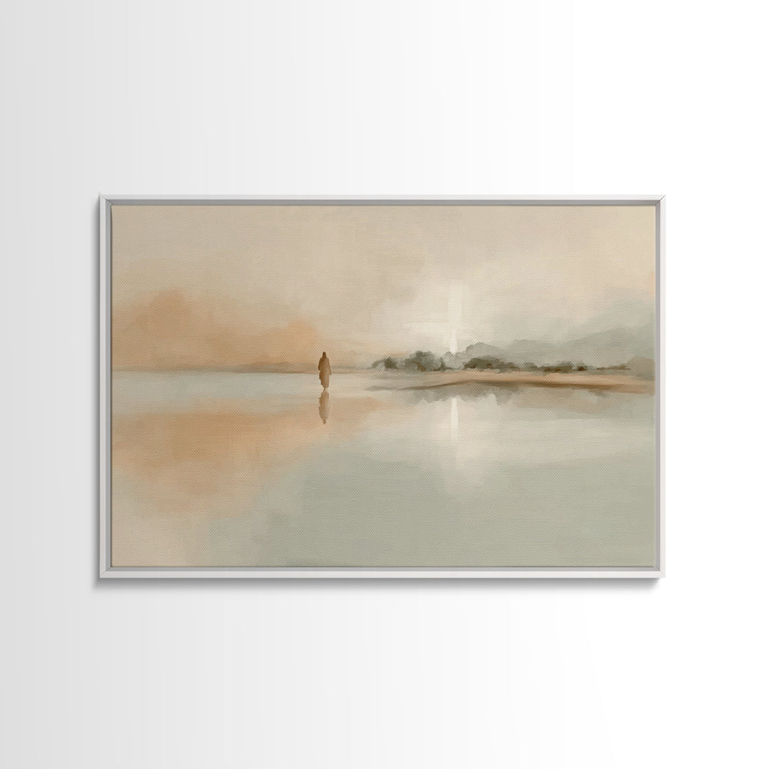 Silent Horizon Peace, Framed Canvas Print, Christian Wall Art, Jesus Painting, Christian Art Canvas, Vintage Christian Art, Large Christian
