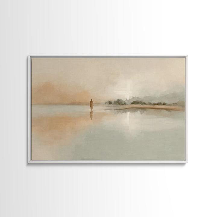 Silent Horizon Peace, Framed Canvas Print, Christian Wall Art, Jesus Painting, Christian Art Canvas, Vintage Christian Art, Large Christian