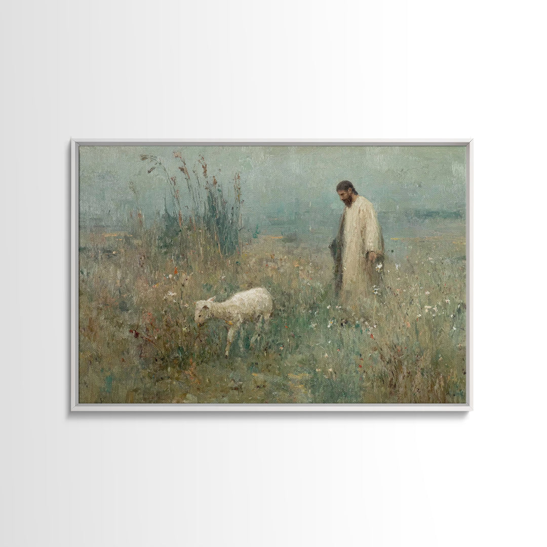 Guiding Lamb | Framed Canvas Print | Christian Art Canvas | Jesus Painting | Christian Wall Art | Christian Decoration | Christian Gift Ide