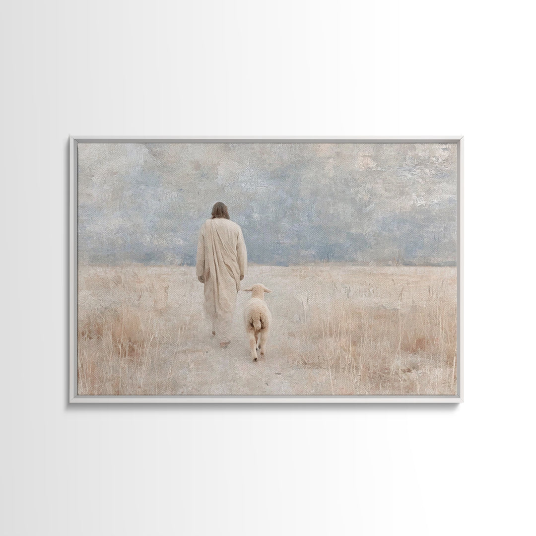 Gentle Path – Framed Canvas Print – Christian Wall Art – Jesus Painting – Christian Art Canvas – Pastoral Scenery – Christian Decor for Hom