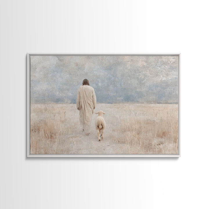 Gentle Path – Framed Canvas Print – Christian Wall Art – Jesus Painting – Christian Art Canvas – Pastoral Scenery – Christian Decor for Hom