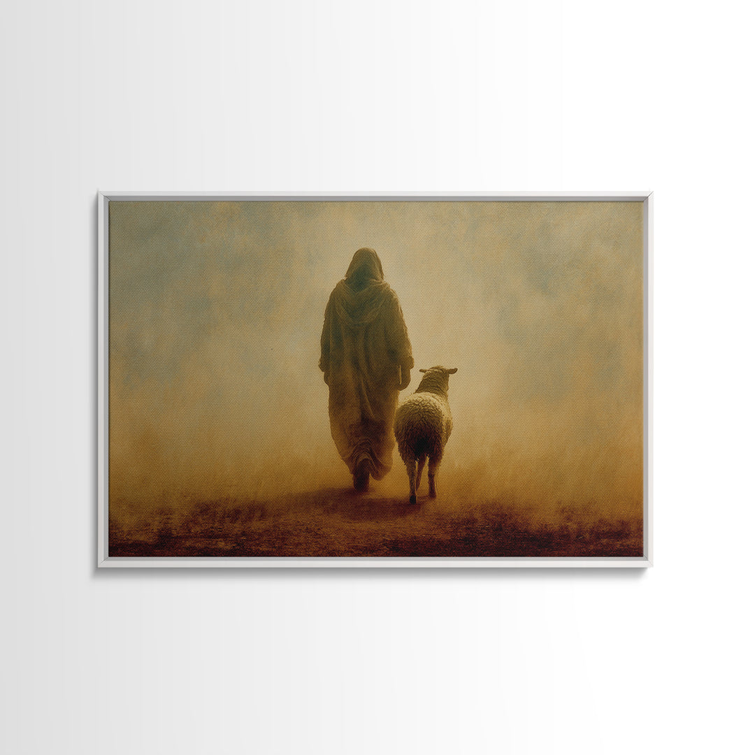Guiding Mercy, Framed Canvas Print, Christian Wall Art, Jesus Painting Canvas, Modern Christian Art, Christian Christmas Art, Large Christi