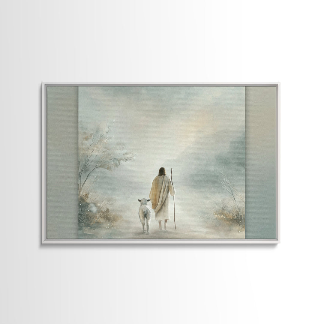 Peaceful Way – Framed Canvas Print – Christian Wall Art – Jesus Painting – Christian Art Print – Minimalist Christian Art – Christian Gift