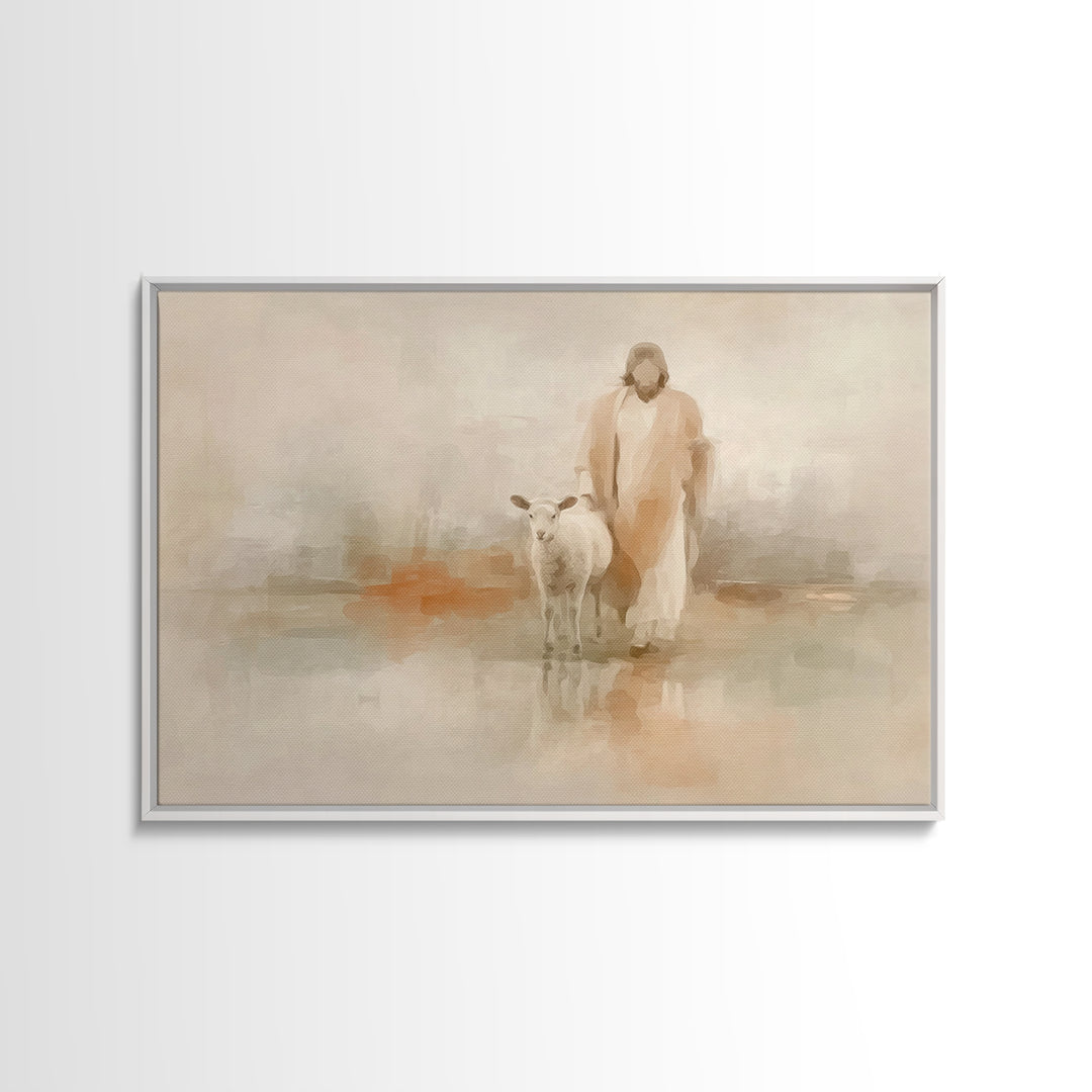 Still Waters, Framed Canvas Print, Christian Art Canvas, Jesus Painting, Subtle Christian Art, Christian Decorations, Christian Art Prints