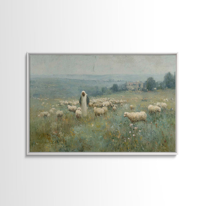 Pasture Blessing – Framed Canvas Print – Christian Art Print – Christian Wall Art – Jesus Painting – Subtle Christian Art – Christian Decor
