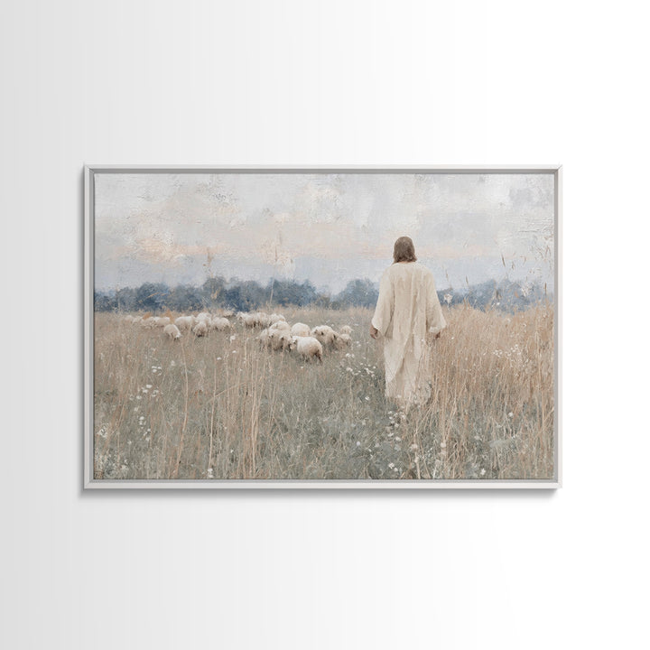 Quiet Meadow | Framed Canvas Print | Christian Wall Art | Christian Art Canvas | Jesus Painting | Minimalist Christian Art | Christian Art