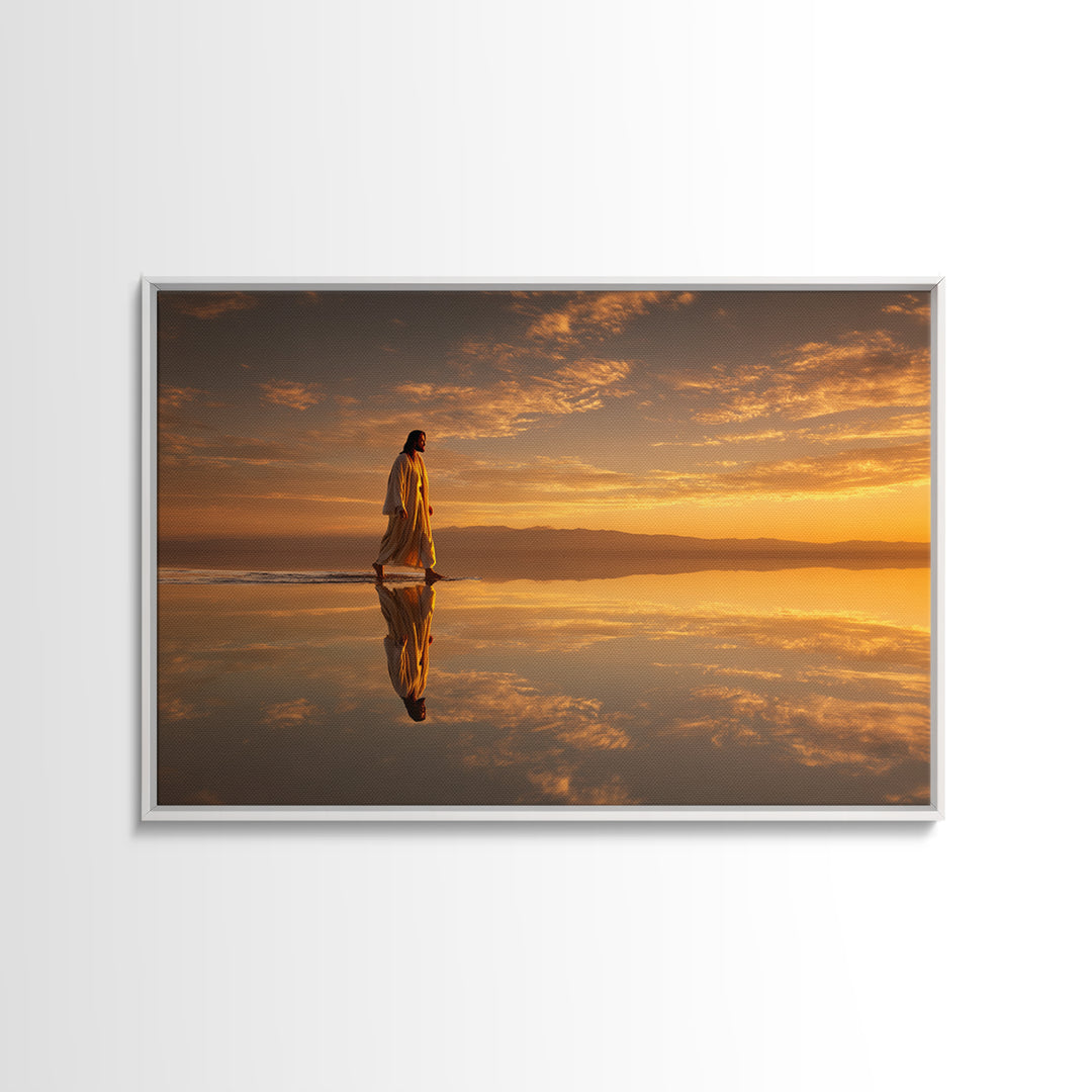 Golden Path Grace – Framed Canvas Print – Jesus Painting – Christian Art Canvas – Christian Wall Art – Modern Christian Painting – Christma