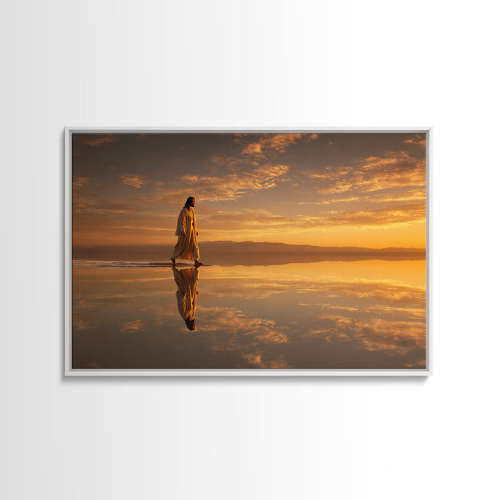 Golden Path Grace – Framed Canvas Print – Jesus Painting – Christian Art Canvas – Christian Wall Art – Modern Christian Painting – Christma