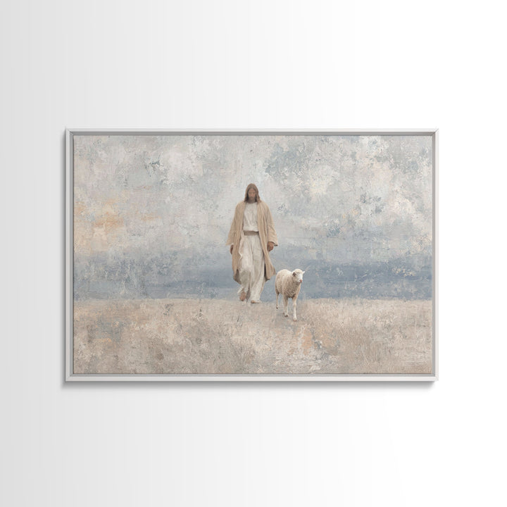 Meadow Grace – Framed Canvas Print – Christian Wall Art – Jesus Painting – Christian Art Canvas – Subtle Christian Art – Christian Gift Ide