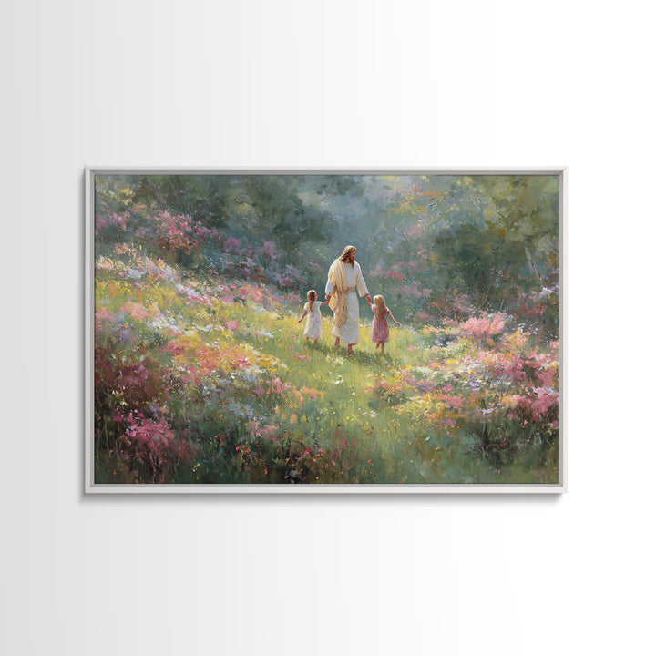 Blossoms Of Joy – Framed Canvas Print – Jesus Painting – Christian Art Canvas – Christian Wall Art – Large Christian Art – Christian Art Wo
