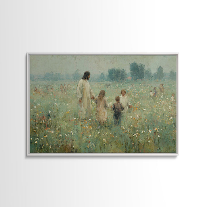 Field Of Blessings | Framed Canvas Print | Christian Art Canvas | Jesus Painting | Vintage Christian Art | Christian Wall Art | Christian A