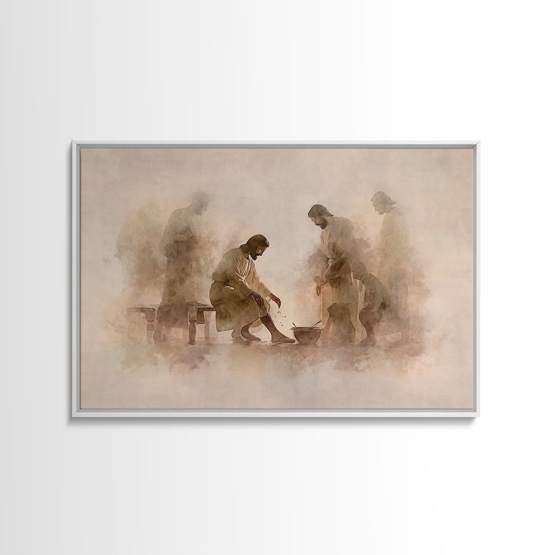 Humble Devotion | Framed Canvas Print | Christian Wall Art | Jesus Painting | Christian Art Canvas | Modern Christian Art | Christian Gift