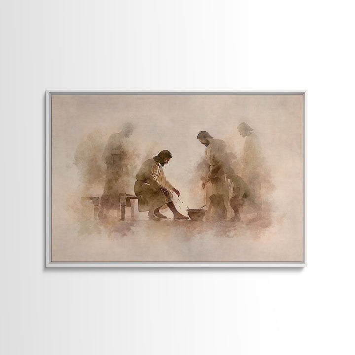 Humble Devotion | Framed Canvas Print | Christian Wall Art | Jesus Painting | Christian Art Canvas | Modern Christian Art | Christian Gift