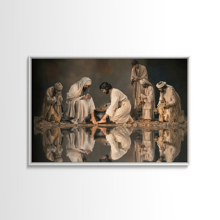 Reverent Circle | Framed Canvas Print | Christian Wall Art | Christian Art Work | Jesus Painting | Large Christian Painting | Christian Dec