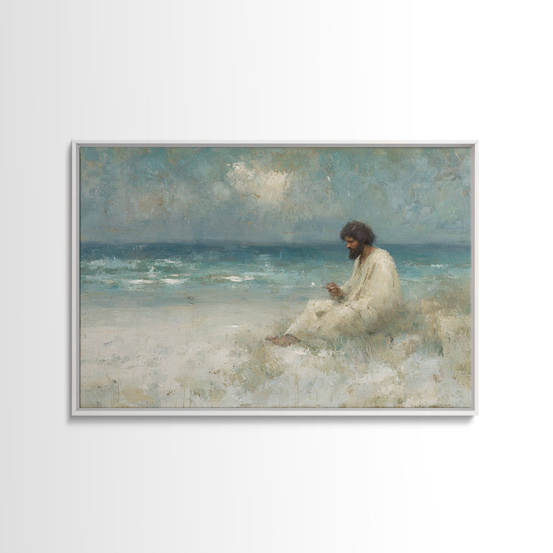 Desert Solitude, Framed Canvas Print, Christian Art Canvas, Jesus Art Print, Moody Christian Art, Christian Wall Art, Christian Decorations